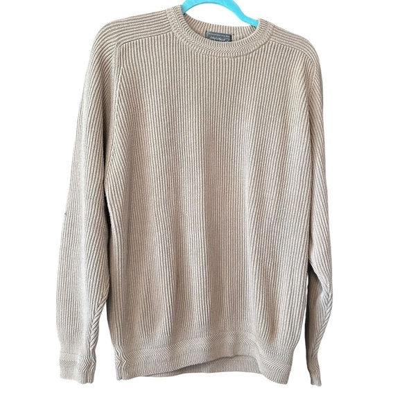 Lord & Taylor Tan Heavy Weight Knit Sweater sz M - Picture 4 of 12